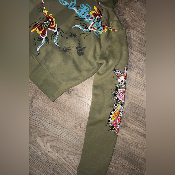 Ed Hardy Cropped Long Sleeve Jacket XS Women’s butterflies & Skulls - Picture 8 of 10